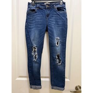 Harmony + Havoc Distressed Skinny Jeans Medium Wash Blue Ripped Denim Size‎ 5